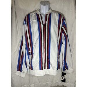 G-Net Men's Light Wind Breaker Jacket with Red, White, and Blue Striped XL